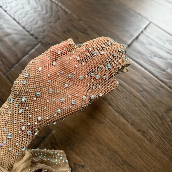 NEW Nude Rhinestone Fishnet Tights - Picture 5 of 5